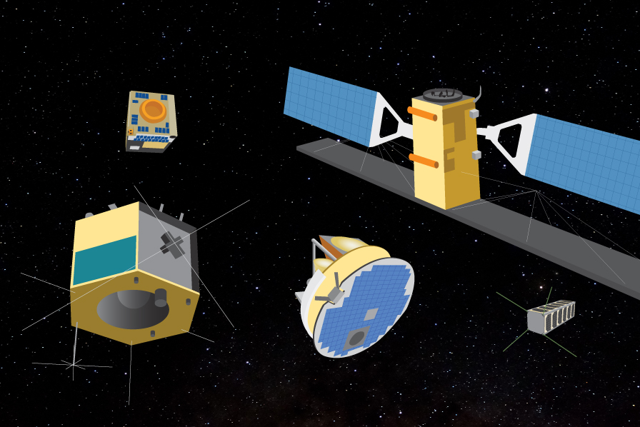 Illustration of the satellites in the space
