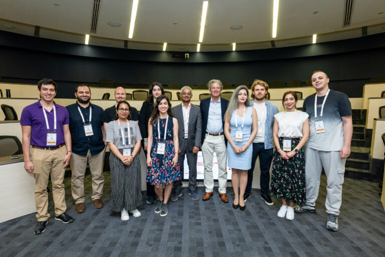 Photo of Millennium Technology Prize winners Shankar Balasubramanian (2020) and Martin Green (2022) with young scientists nominated from Finland to Singapore’s Global Young Scientists Summit 2024